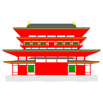 日式楼阁立面插画图