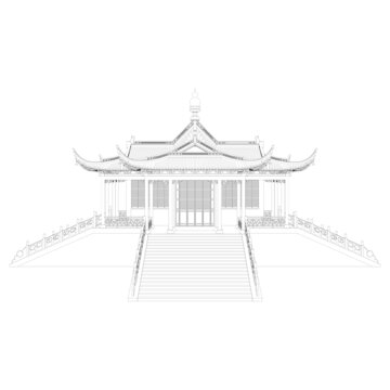 园林古建立面线稿图