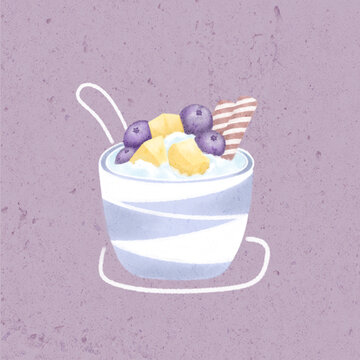 水果冰淇淋插画