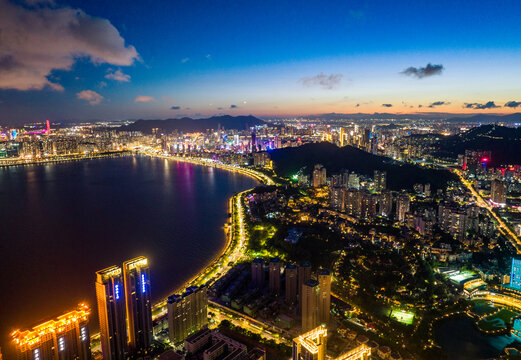 珠海情侣路滨海城市夜景