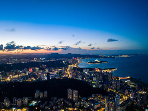 珠海情侣路滨海城市夜景