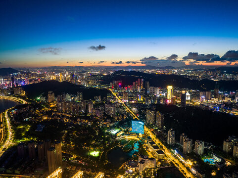 珠海情侣路滨海城市夜景