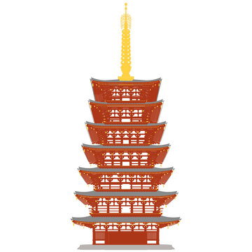 日式塔立面插画图