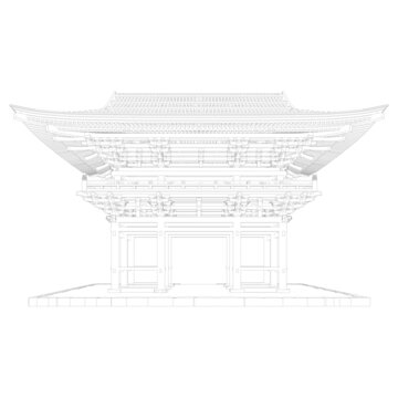 日式建筑木构架立面线稿图