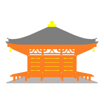 日式佛殿立面插画图