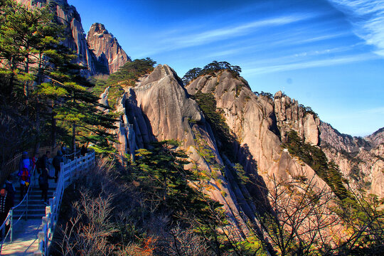 黄山山顶远眺黄山奇峰