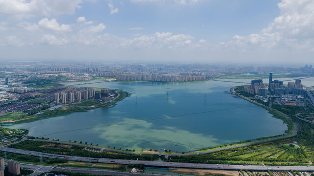 苏州湾花港太湖全景