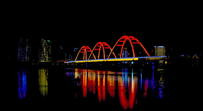 长沙市湘江福元大桥夜景