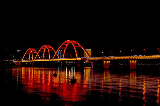 长沙市湘江福元大桥夜景