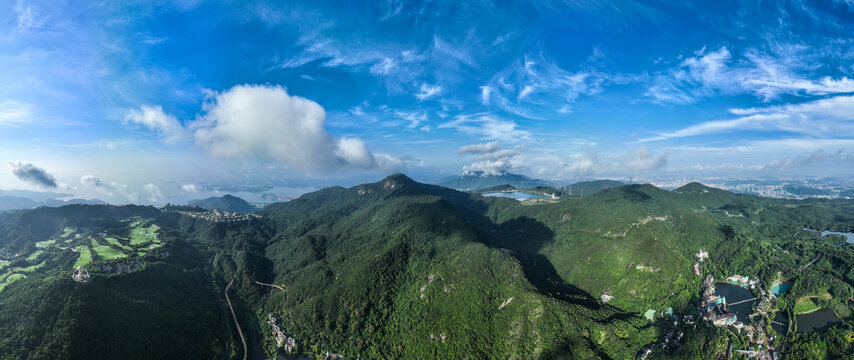 深圳东部华侨城群山航拍全景图