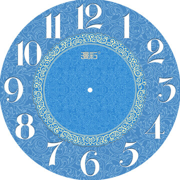 蓝色欧式花纹钟表钟面