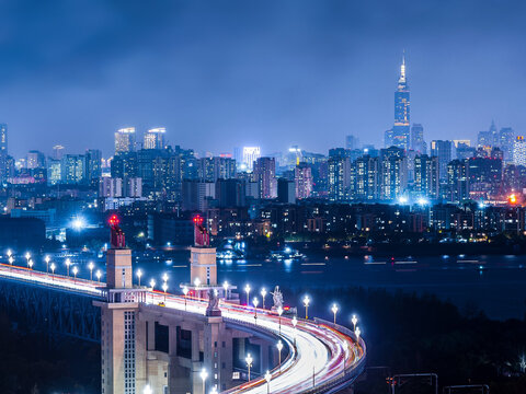 南京长江大桥夜景