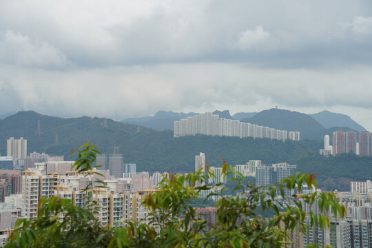 香港九龙小区与山峰