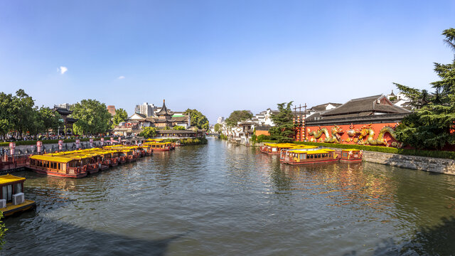 南京夫子庙秦淮河风光全景