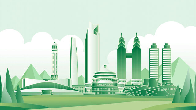 重庆绿色旅游城市插画