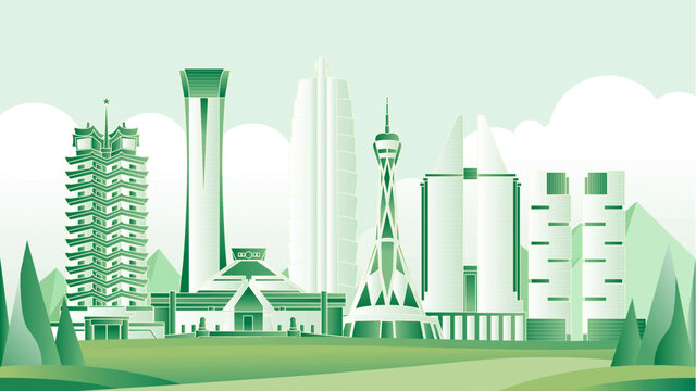 郑州绿色旅游城市插画