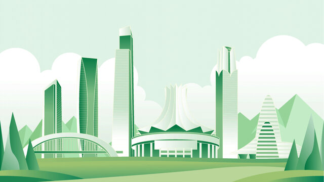 南宁绿色旅游城市插画