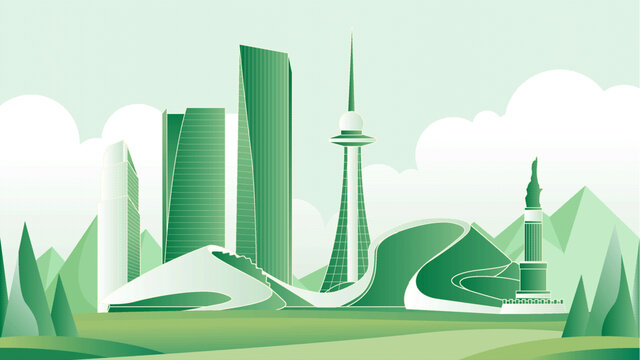 哈尔滨绿色旅游城市插画