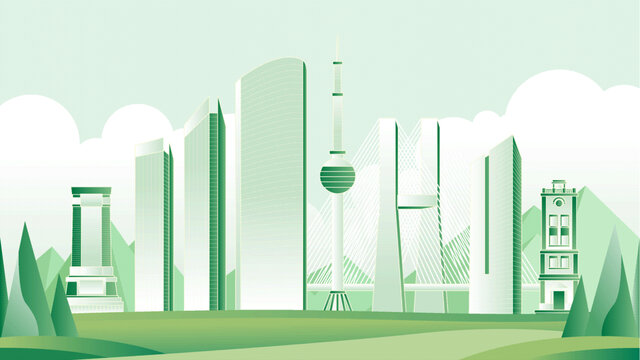 徐州绿色旅游城市插画