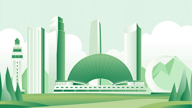 烟台绿色旅游城市插画