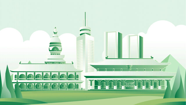 济宁绿色旅游城市插画