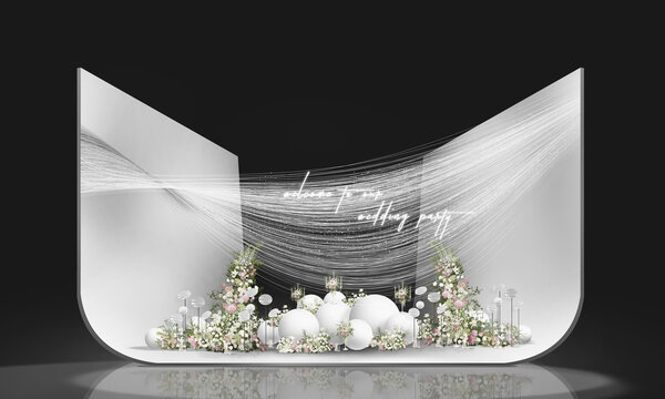 韩系风白绿色婚礼效果图