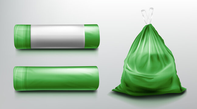 渲染垃圾袋与绿色塑料袋