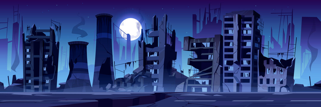 星空下的废墟城市插图