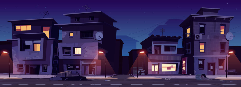 夜晚小区街道景色插图
