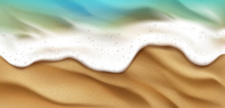 浪花拍打海滩背景插图