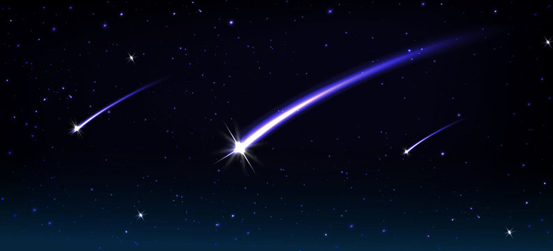 流星或彗星坠落 星空背景素材