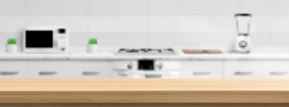 厨房木制台面模糊效果背景素材