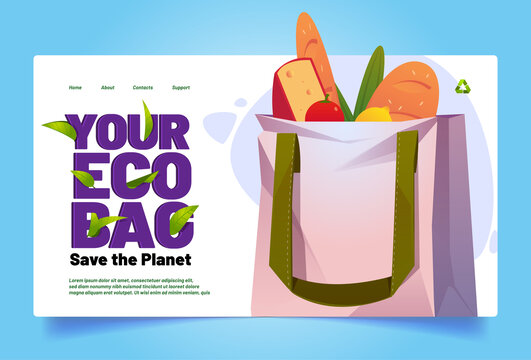 棉质环保购物袋保护地球网页横幅模板