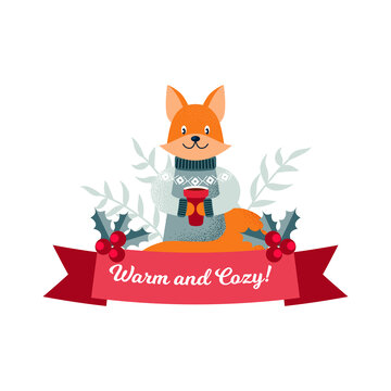 可爱狐狸圣诞节标签设计