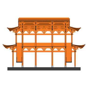 扁作楼厅纵剖面效果图