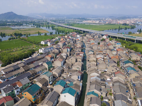 绍兴鲁东村鲁西村航拍