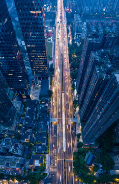 城市高楼夜景公路灯光