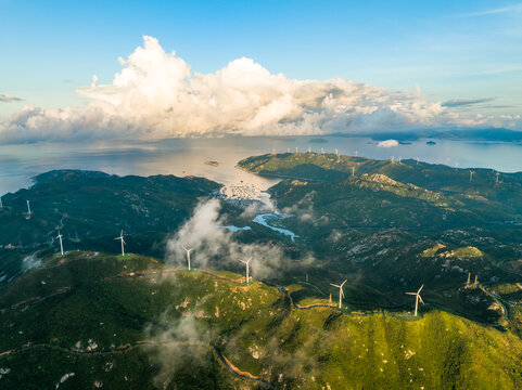 江门上川岛风力发电日出