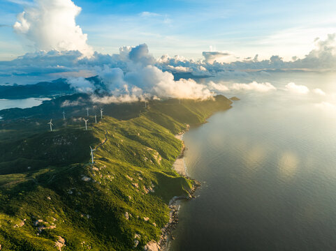 江门上川岛风力发电日出