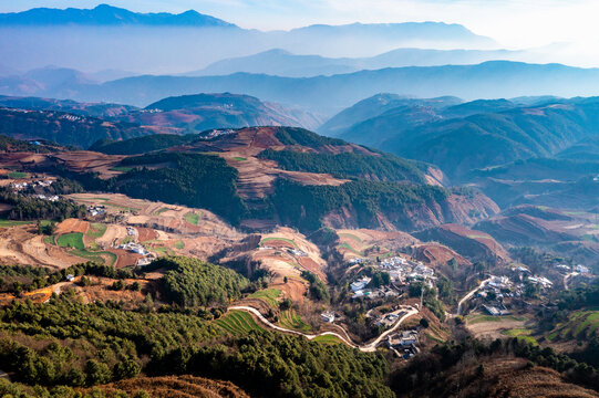 航拍云南昆明东川红土地