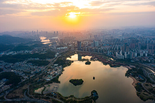 航拍湖南长沙城市景观