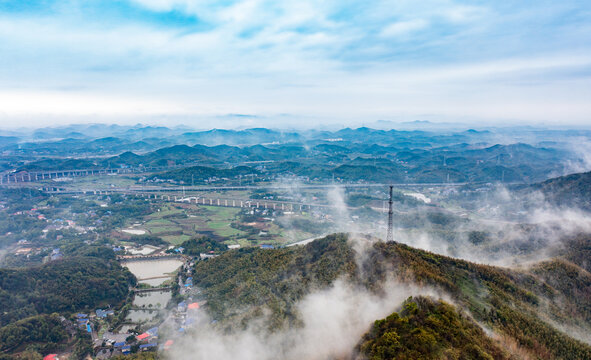 航拍湖南长沙乌山森林公园