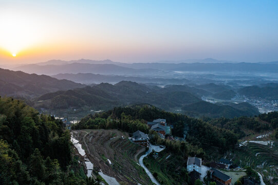 航拍湖南娄底新化紫鹊界梯田