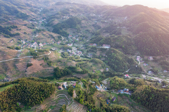 航拍湖南娄底新化紫鹊界梯田