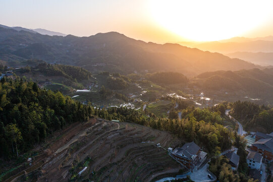 航拍湖南娄底新化紫鹊界梯田