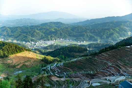 航拍湖南娄底新化紫鹊界梯田