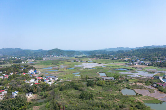 航拍湖南长沙宁乡泉水冲公园