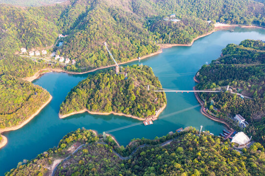 航拍湖南长沙石燕湖景区