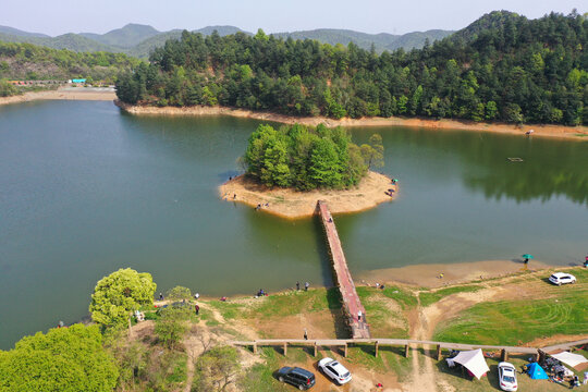 航拍湖南湘潭东风水库