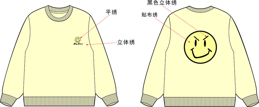 笑脸图案卫衣款式图